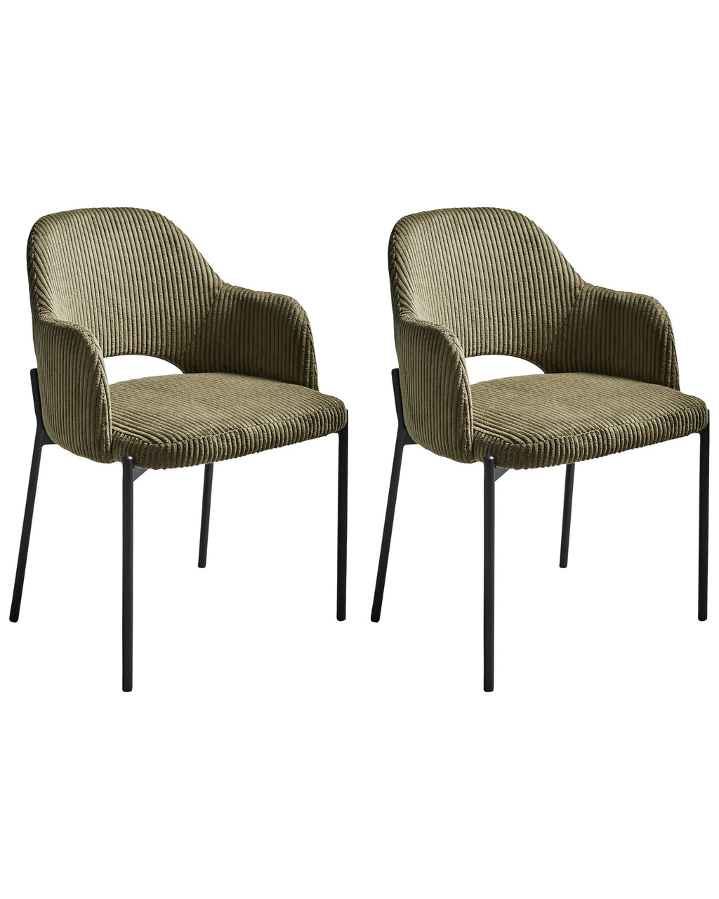 Set of 2 Dining Chairs RATON Corduroy Olive Green