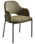 Set of 2 Dining Chairs RATON Corduroy Olive Green