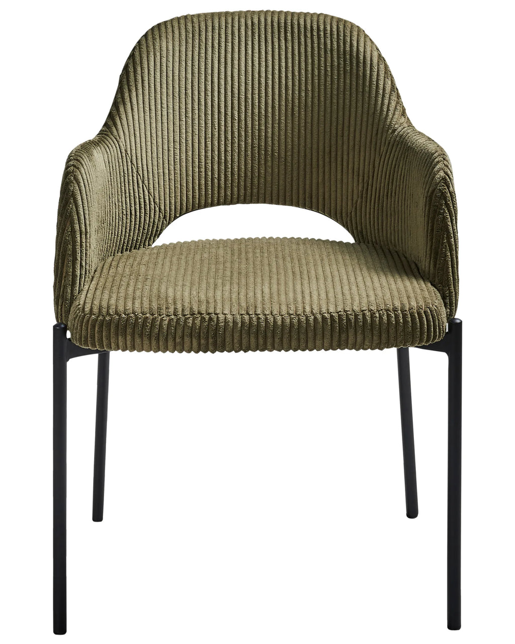 Set of 2 Dining Chairs RATON Corduroy Olive Green