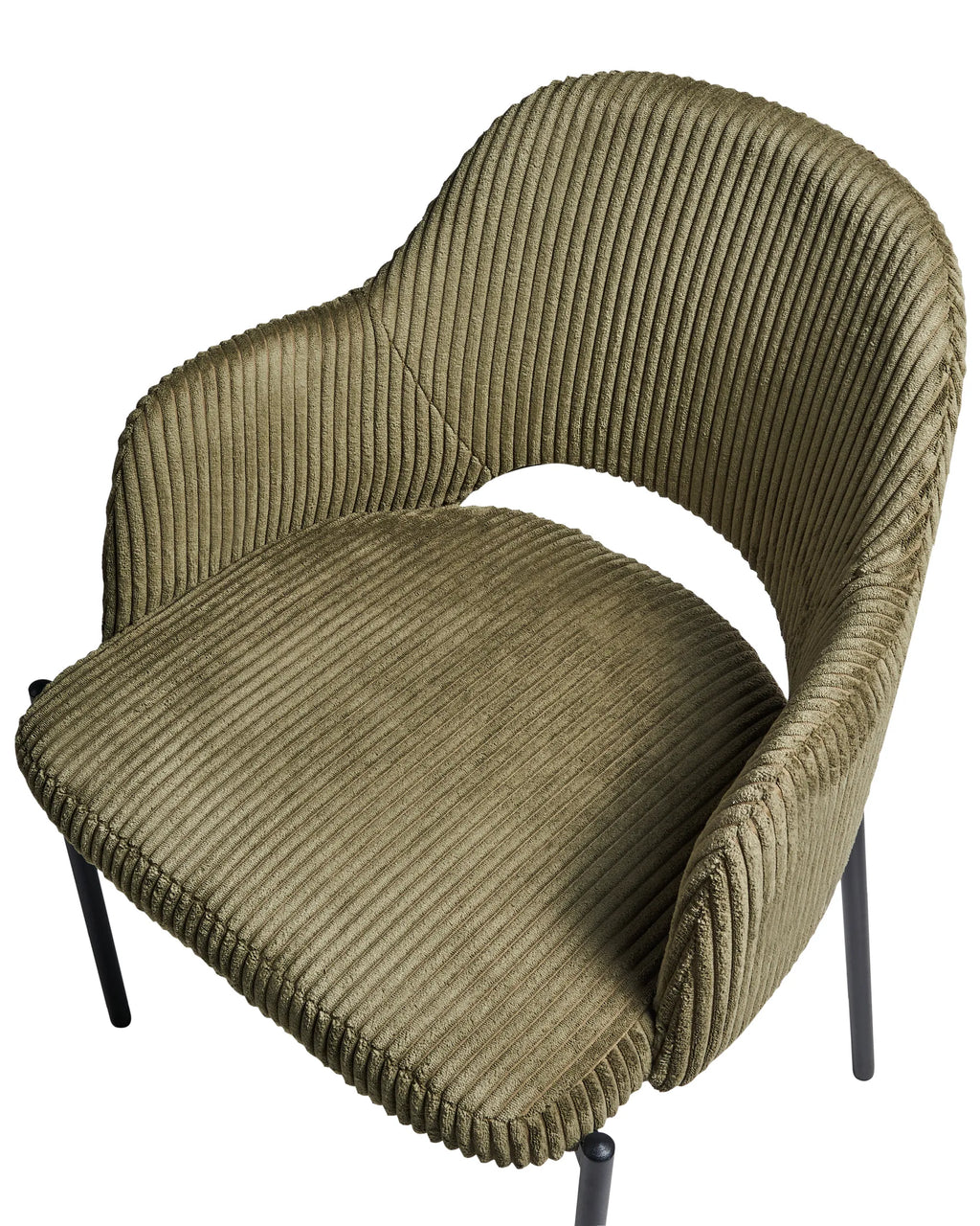 Set of 2 Dining Chairs RATON Corduroy Olive Green