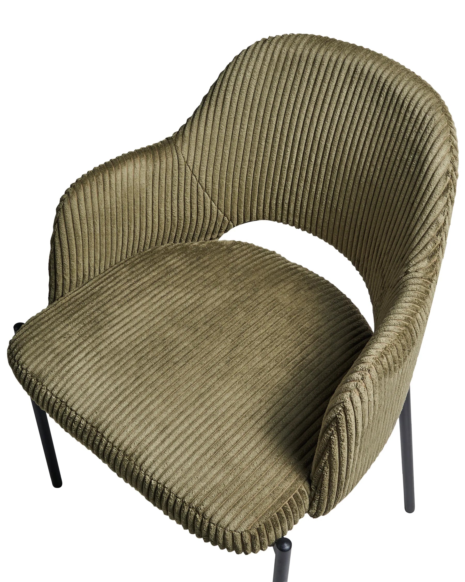 Set of 2 Dining Chairs RATON Corduroy Olive Green