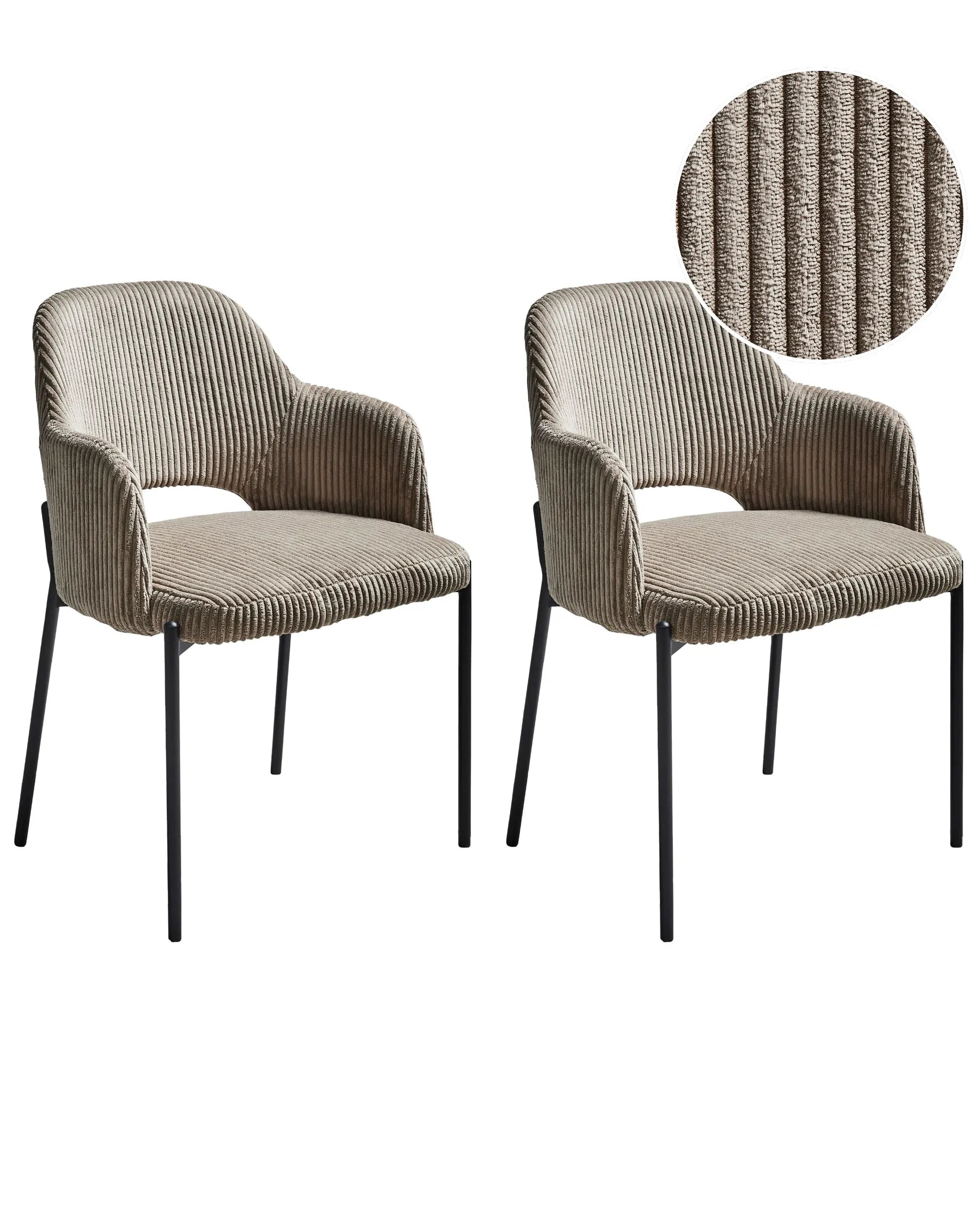 Set of 2 Dining Chairs RATON Corduroy Taupe