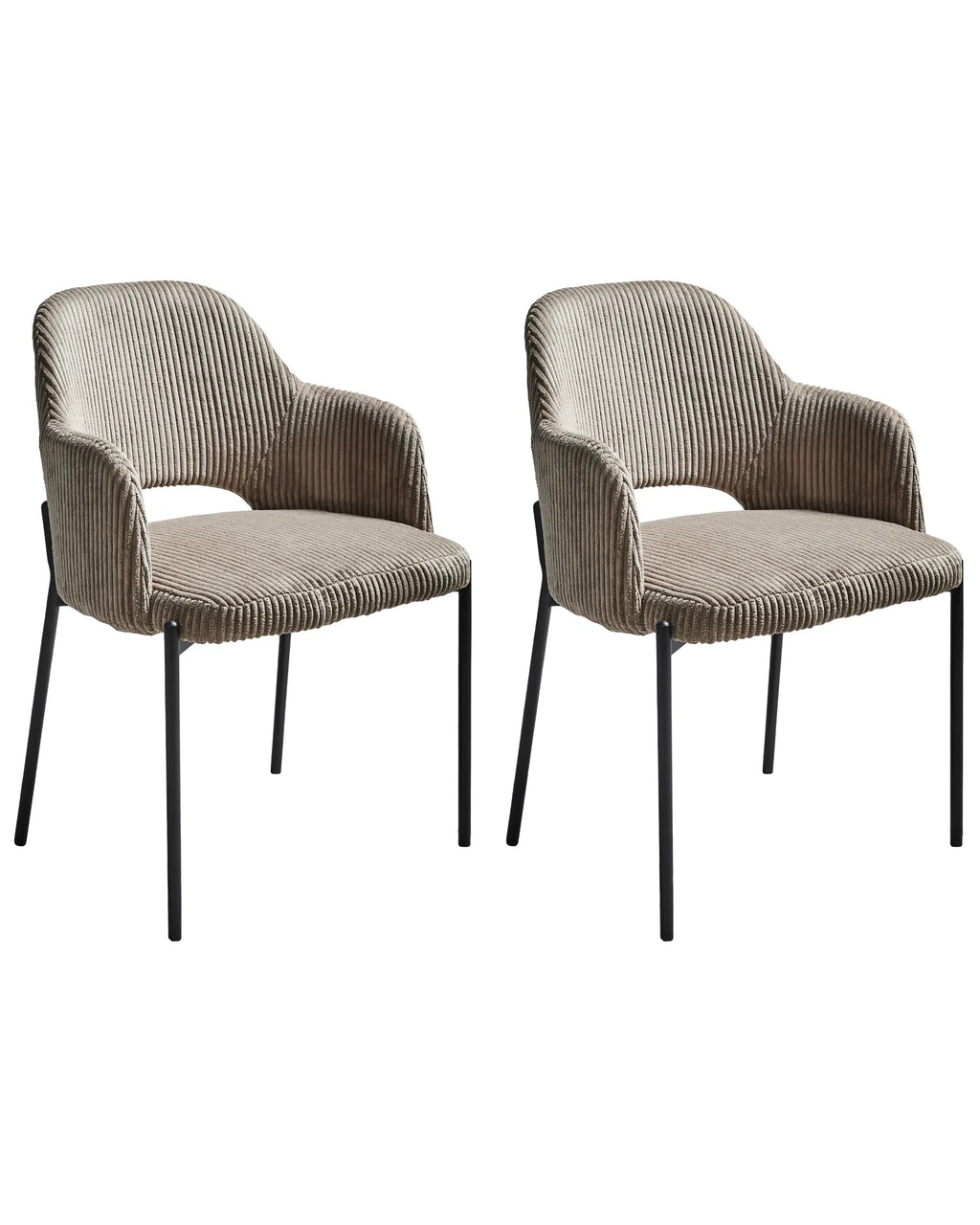 Set of 2 Dining Chairs RATON Corduroy Taupe