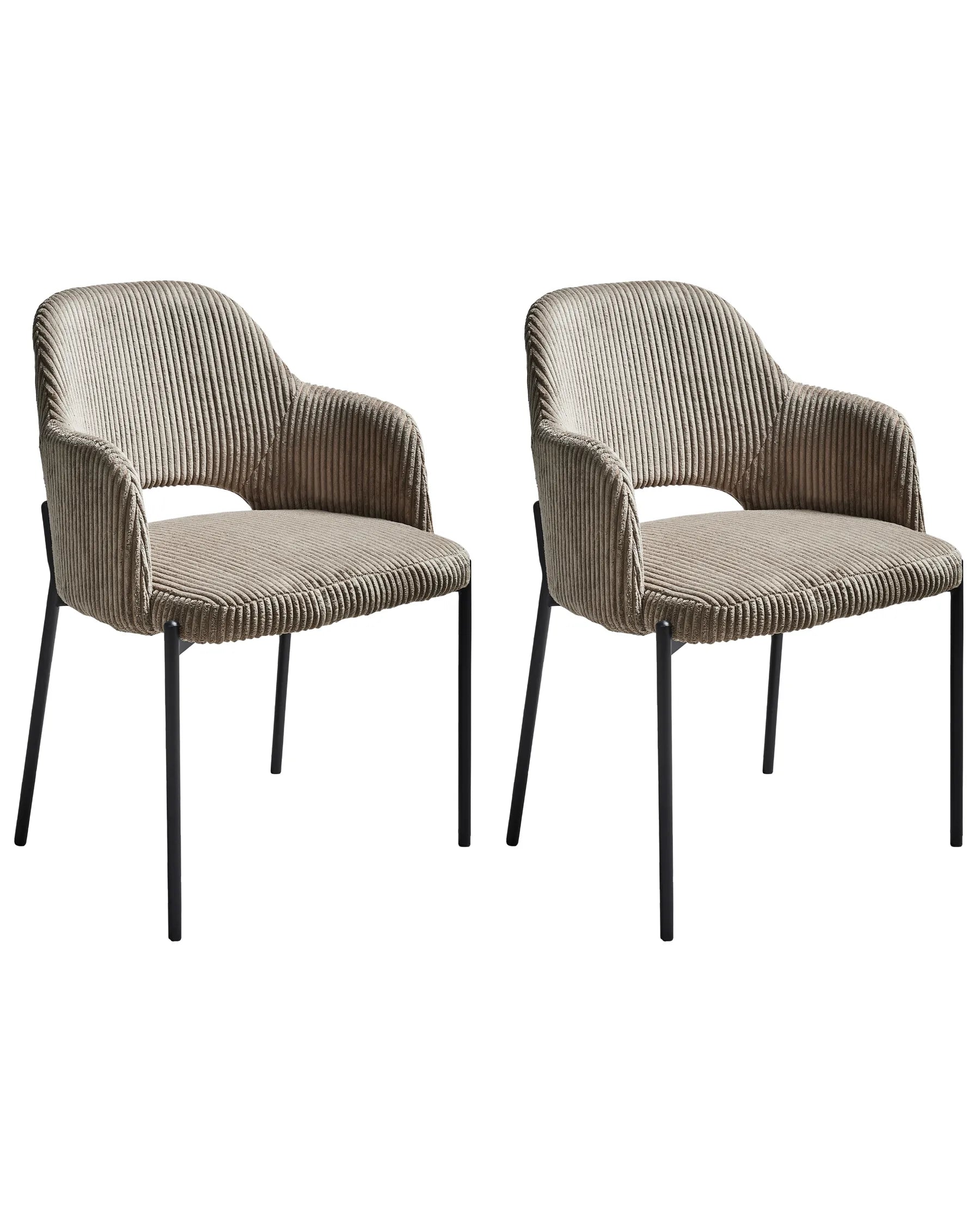 Set of 2 Dining Chairs RATON Corduroy Taupe
