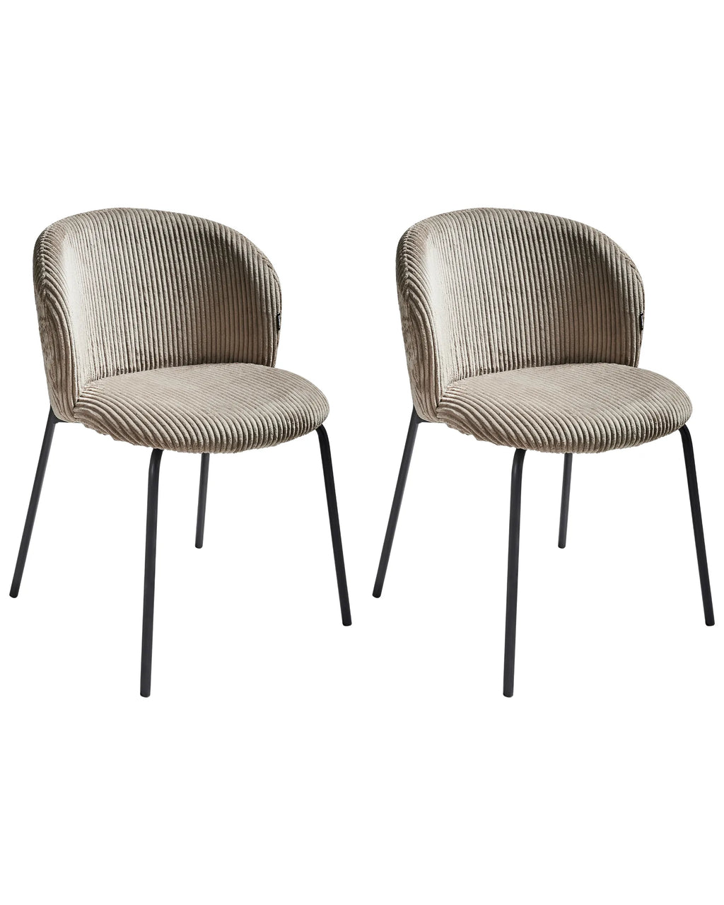 Set of 2 Dining Chairs MILES Corduroy Taupe