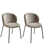 Set of 2 Dining Chairs MILES Corduroy Taupe