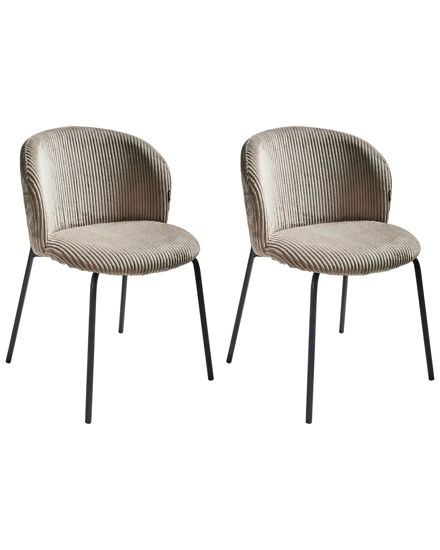 Set of 2 Dining Chairs MILES Corduroy Taupe