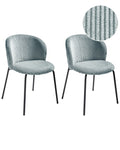 Set of 2 Dining Chairs MILES Corduroy Light Blue