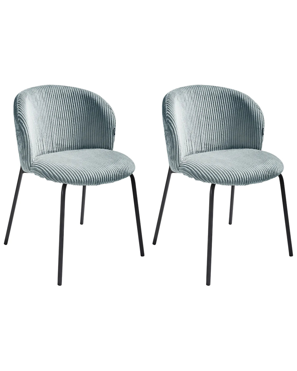 Set of 2 Dining Chairs MILES Corduroy Light Blue