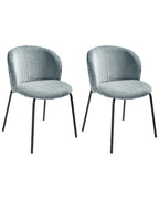 Set of 2 Dining Chairs MILES Corduroy Light Blue