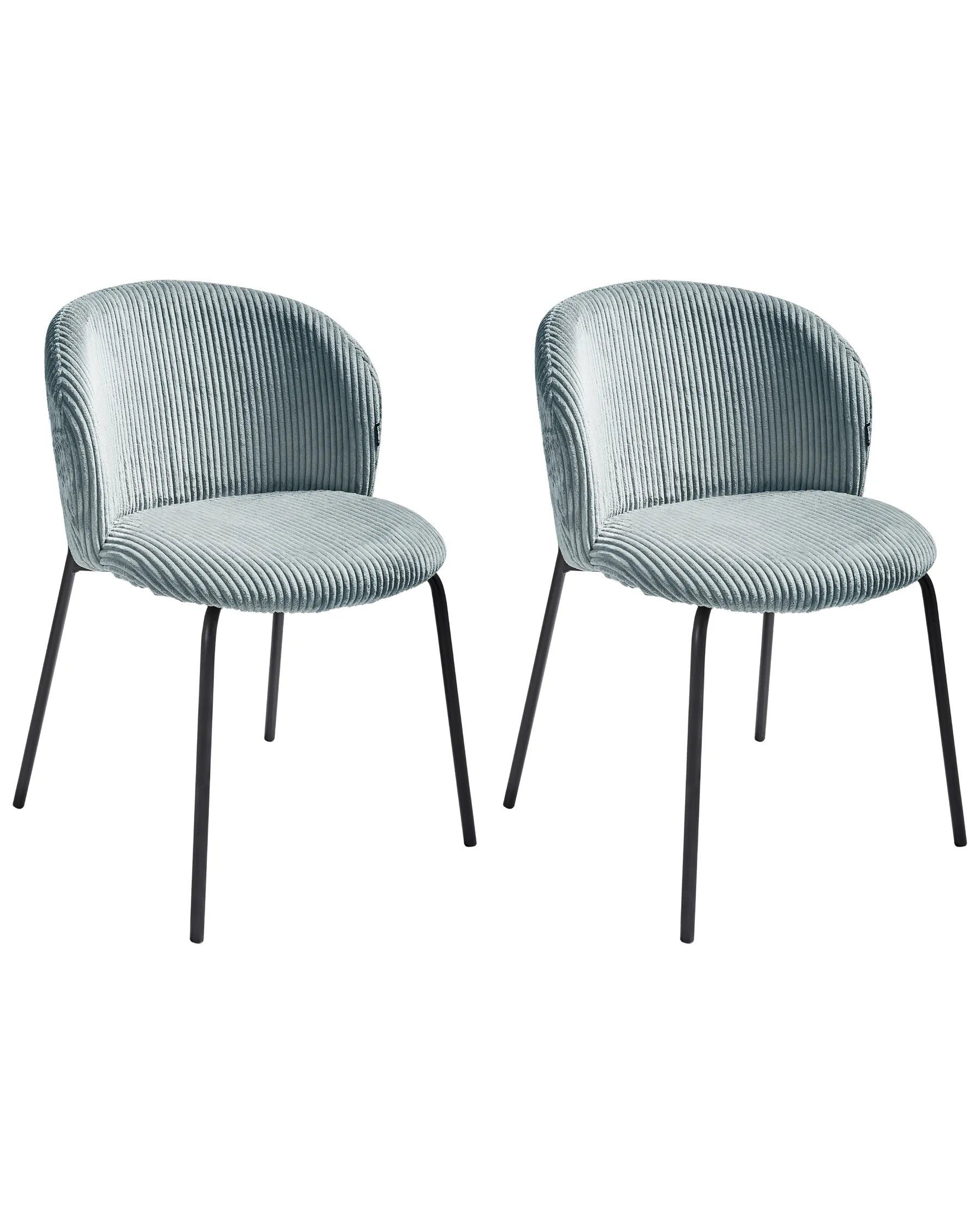 Set of 2 Dining Chairs MILES Corduroy Light Blue