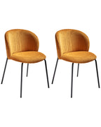 Set of 2 Dining Chairs MILES Corduroy Orange
