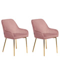 Set of 2 Dining Chairs LOVERNA Velvet Pink