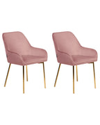Set of 2 Dining Chairs LOVERNA Velvet Pink