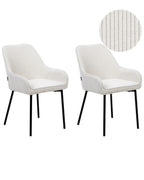 Set of 2 Dining Chairs LOVERNA Corduroy Off-White