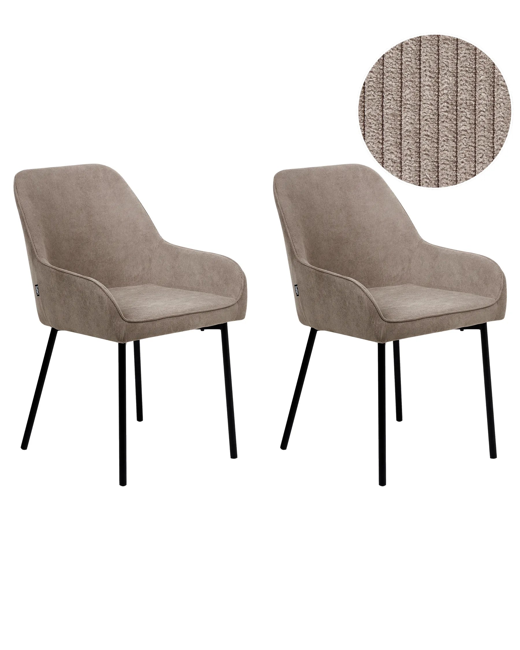 Set of 2 Dining Chairs LOVERNA Corduroy Beige
