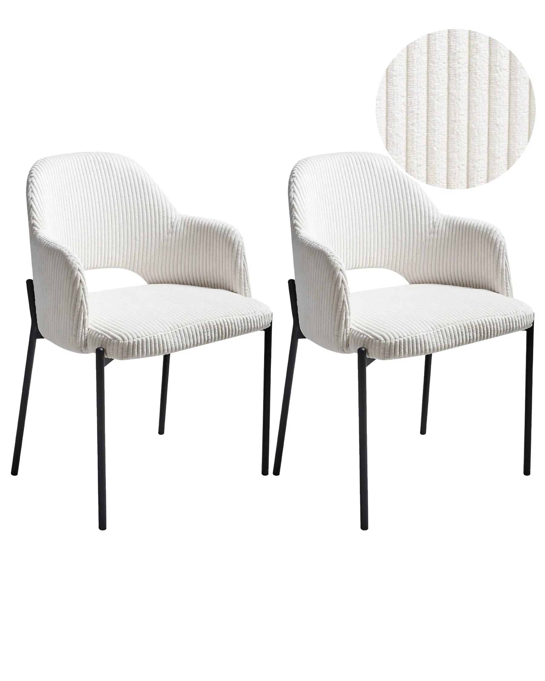 Set of 2 Dining Chairs RATON Corduroy Off-White