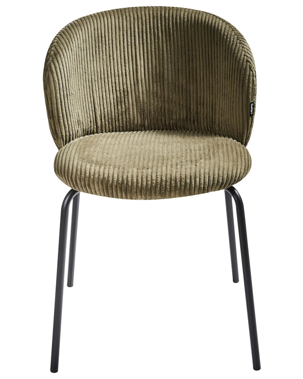Set of 2 Dining Chairs MILES Corduroy Olive Green