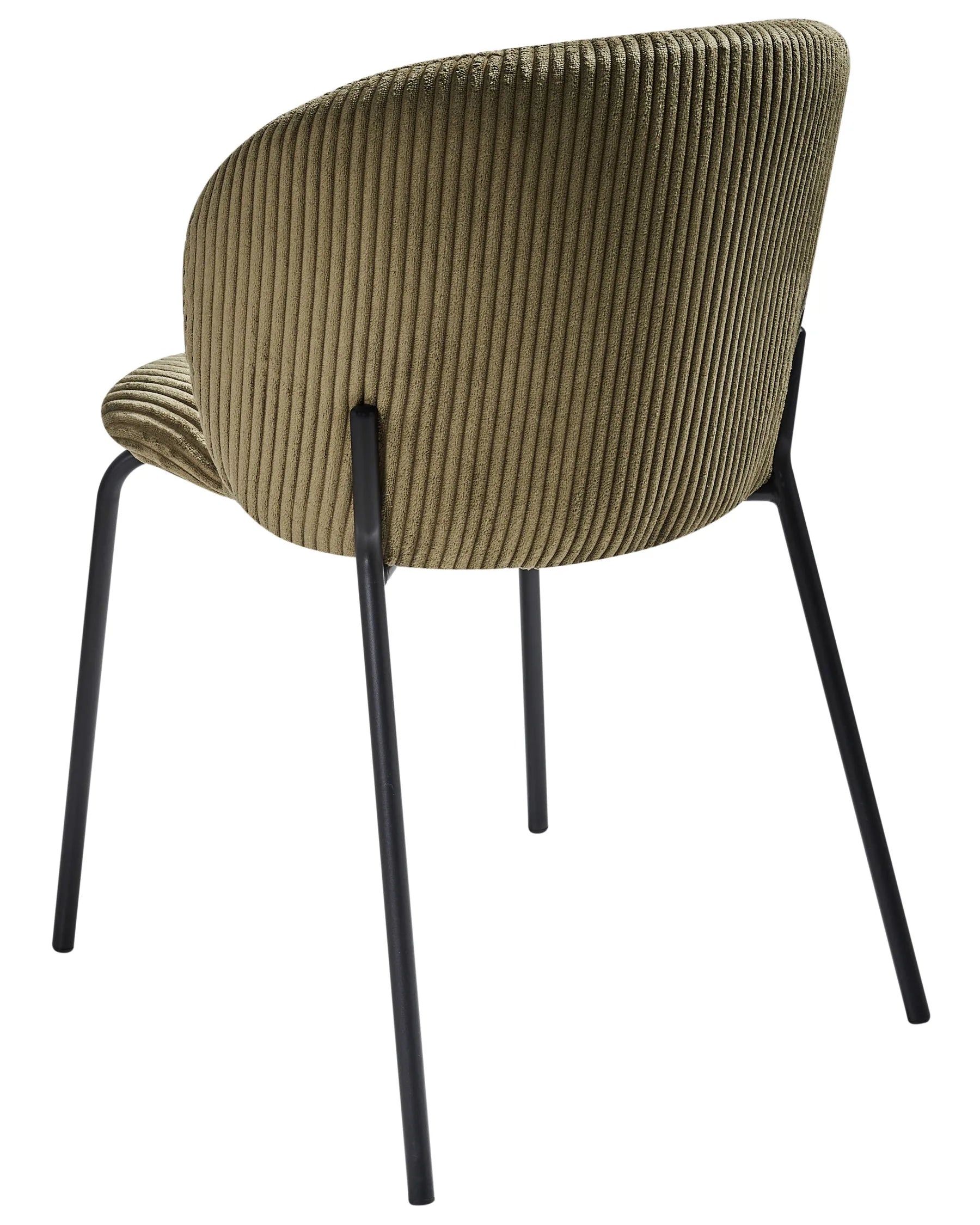 Set of 2 Dining Chairs MILES Corduroy Olive Green