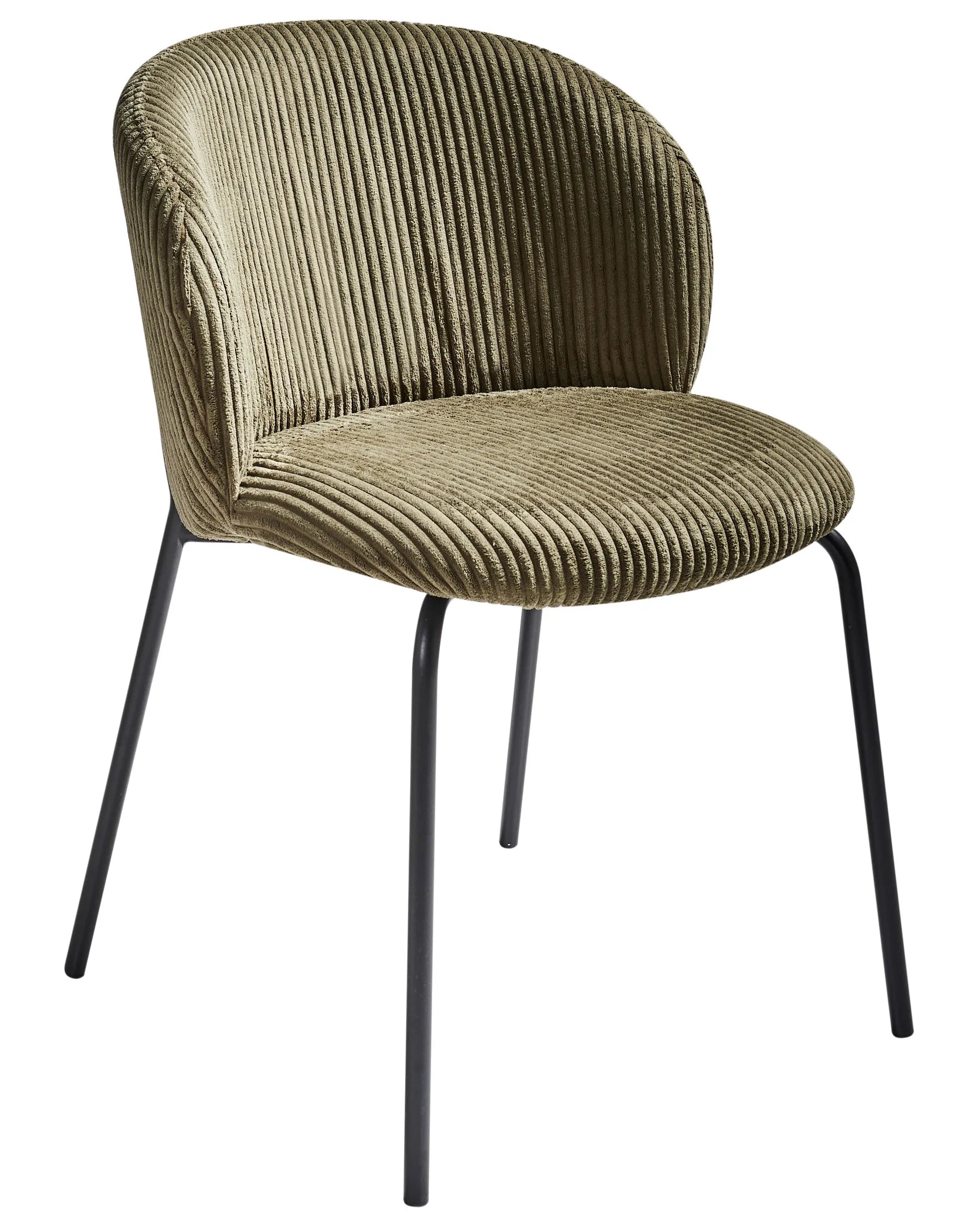 Set of 2 Dining Chairs MILES Corduroy Olive Green