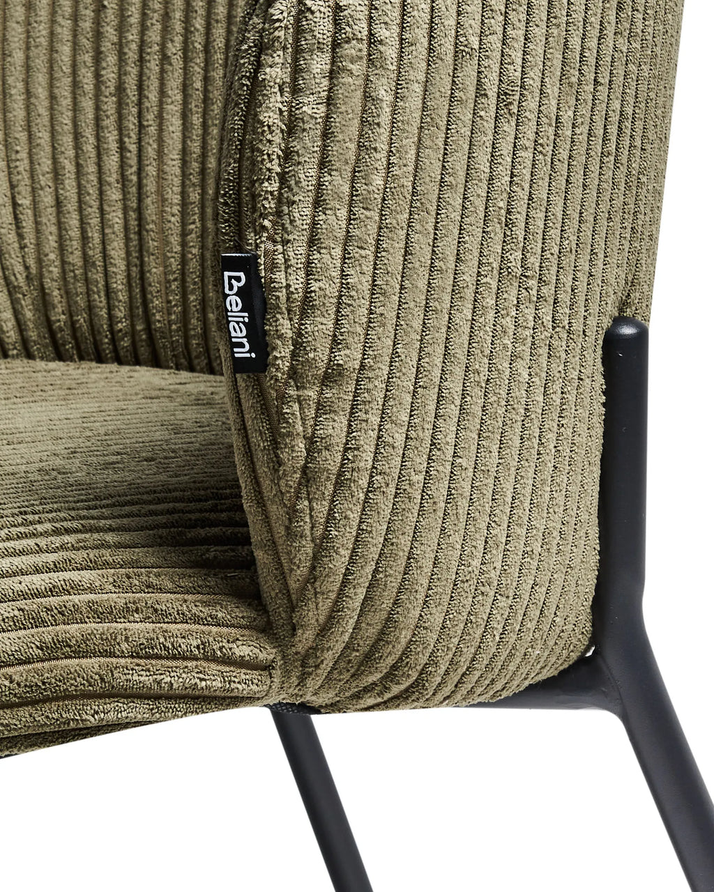 Set of 2 Dining Chairs MILES Corduroy Olive Green