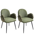 Set of 2 Dining Chairs AMITY Fabric Green