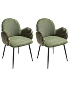 Set of 2 Dining Chairs AMITY Fabric Green