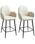 Set of 2 Bar Chairs AMITY Fabric Light Beige