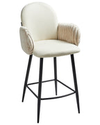 Set of 2 Bar Chairs AMITY Fabric Light Beige