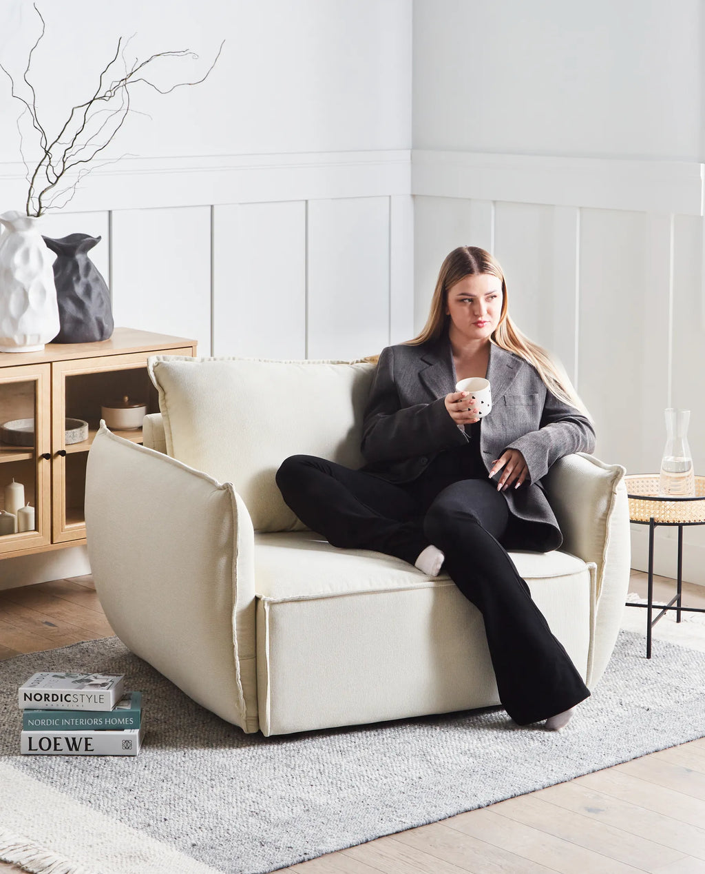 Armchair KUNES Fabric Light Beige