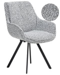 Dining Chair Swivel MARCELLUS Boucle Black/ White