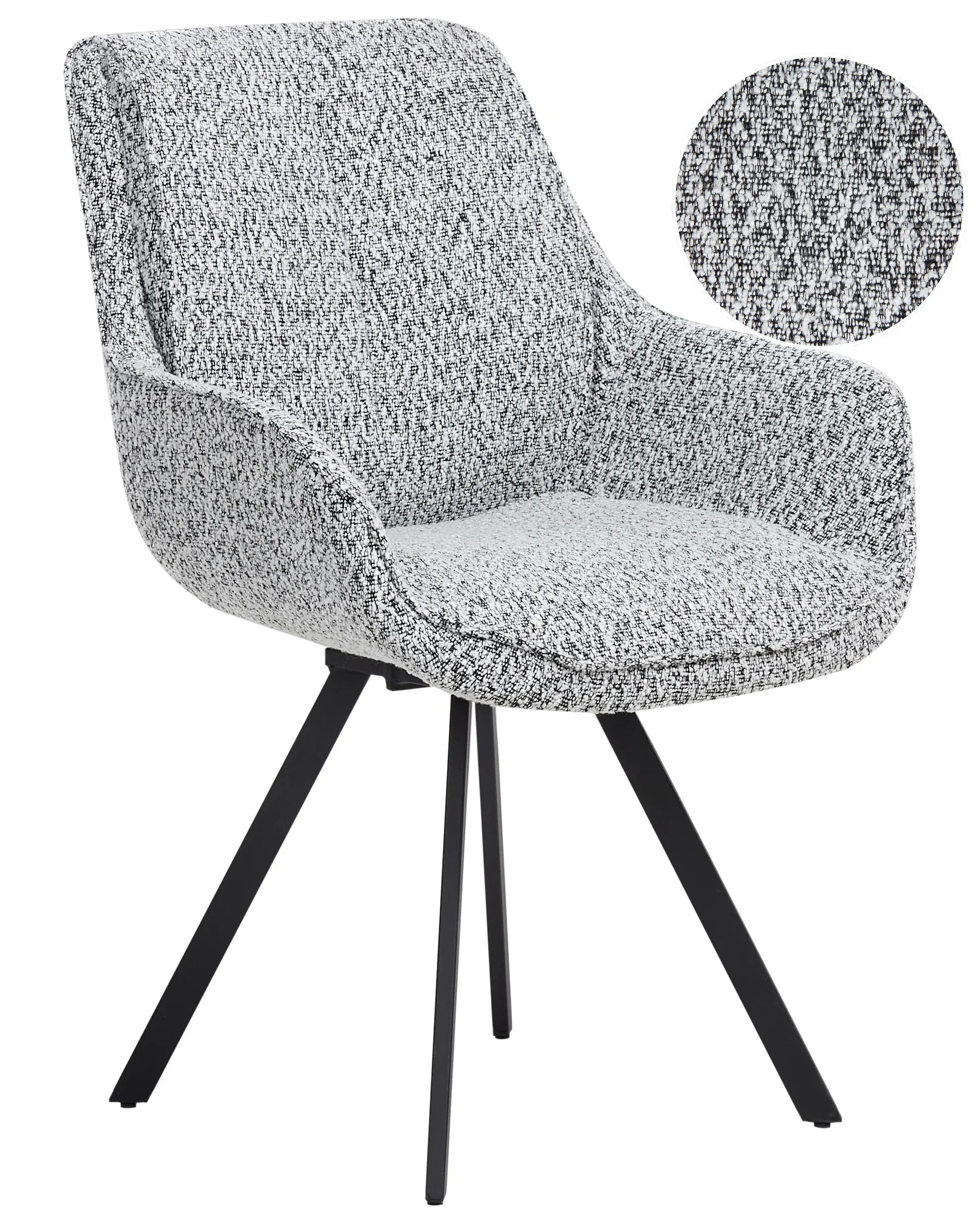 Dining Chair Swivel MARCELLUS Boucle Black/ White
