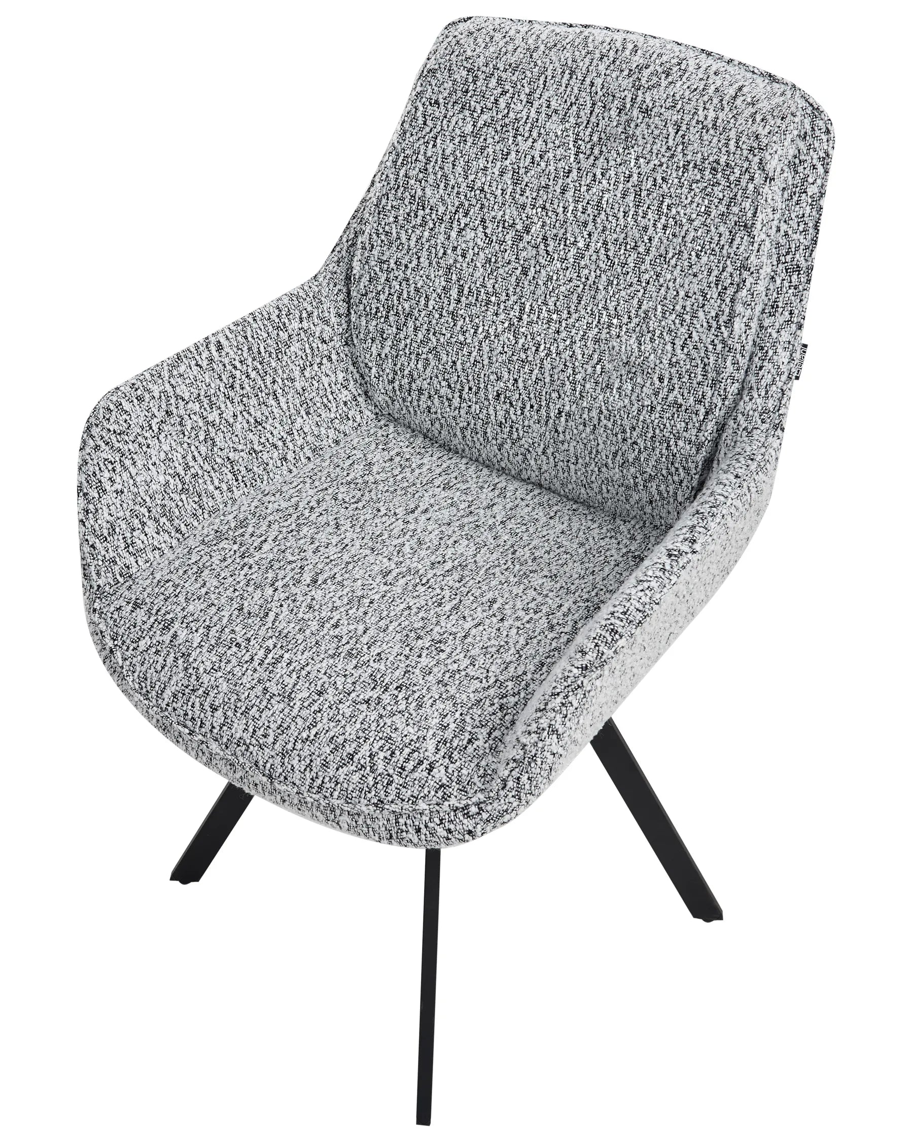 Dining Chair Swivel MARCELLUS Boucle Black/ White