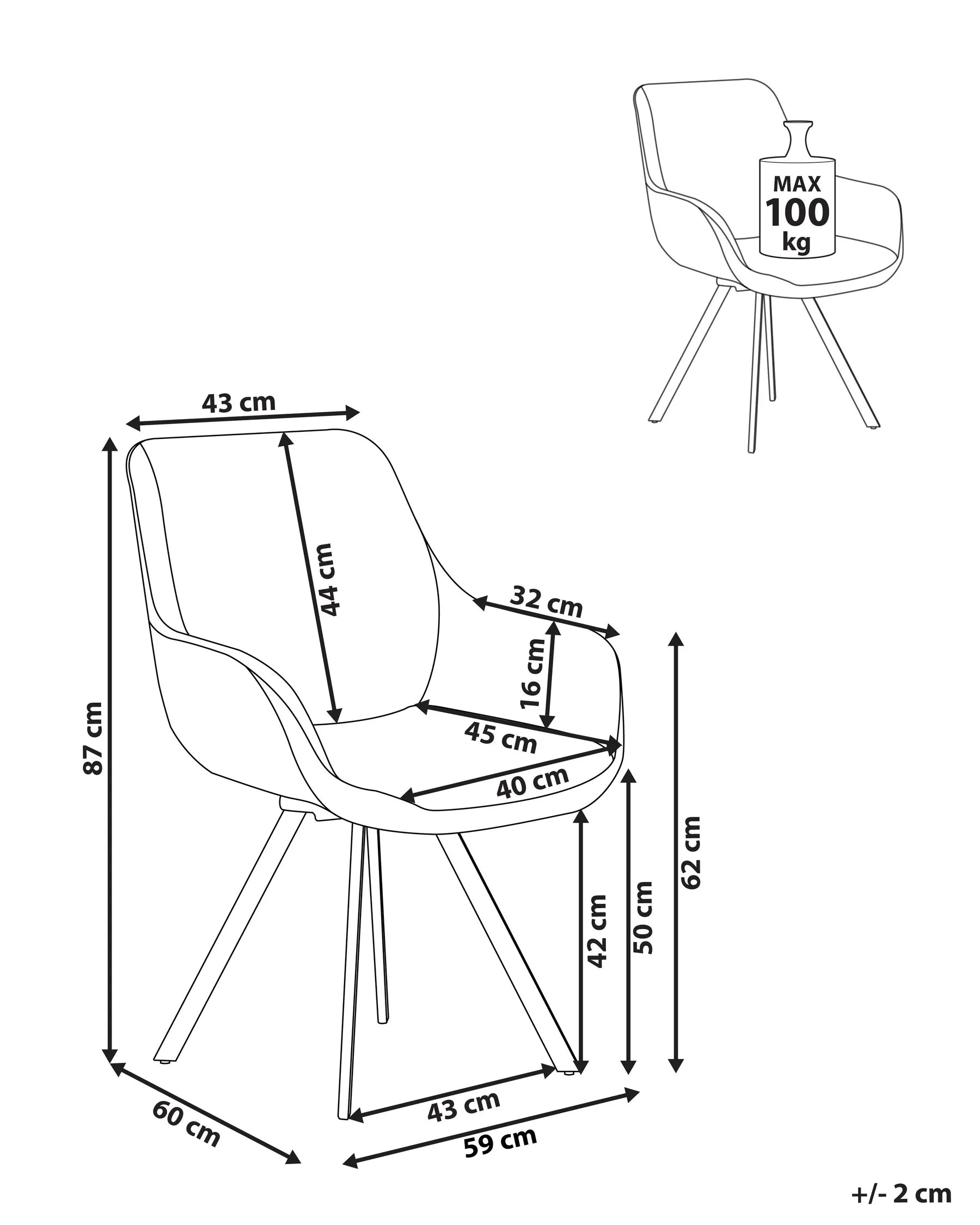 Dining Chair Swivel MARCELLUS Boucle Black/ White