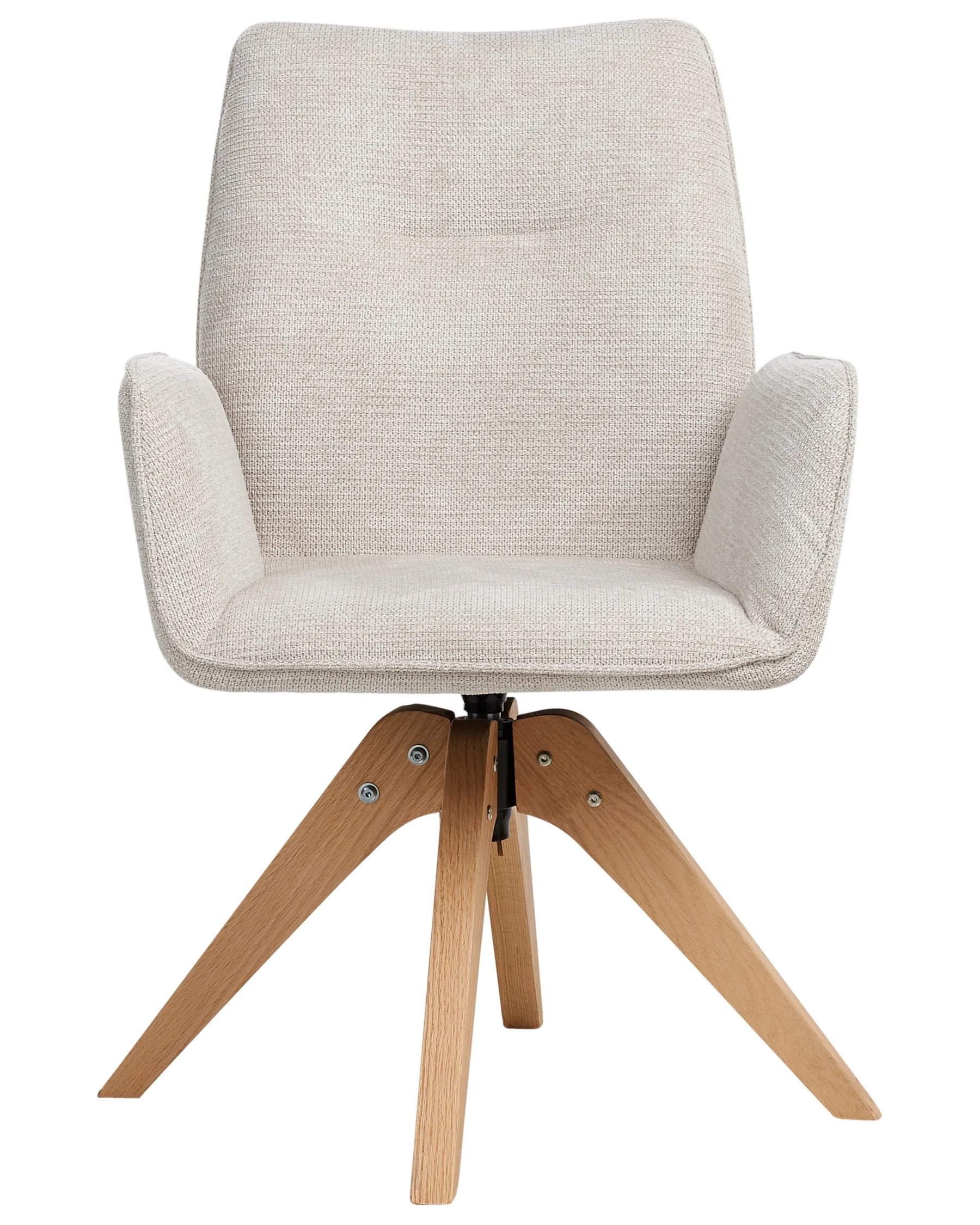 Dining Chair Swivel MOKENA Faux Linen Light Beige