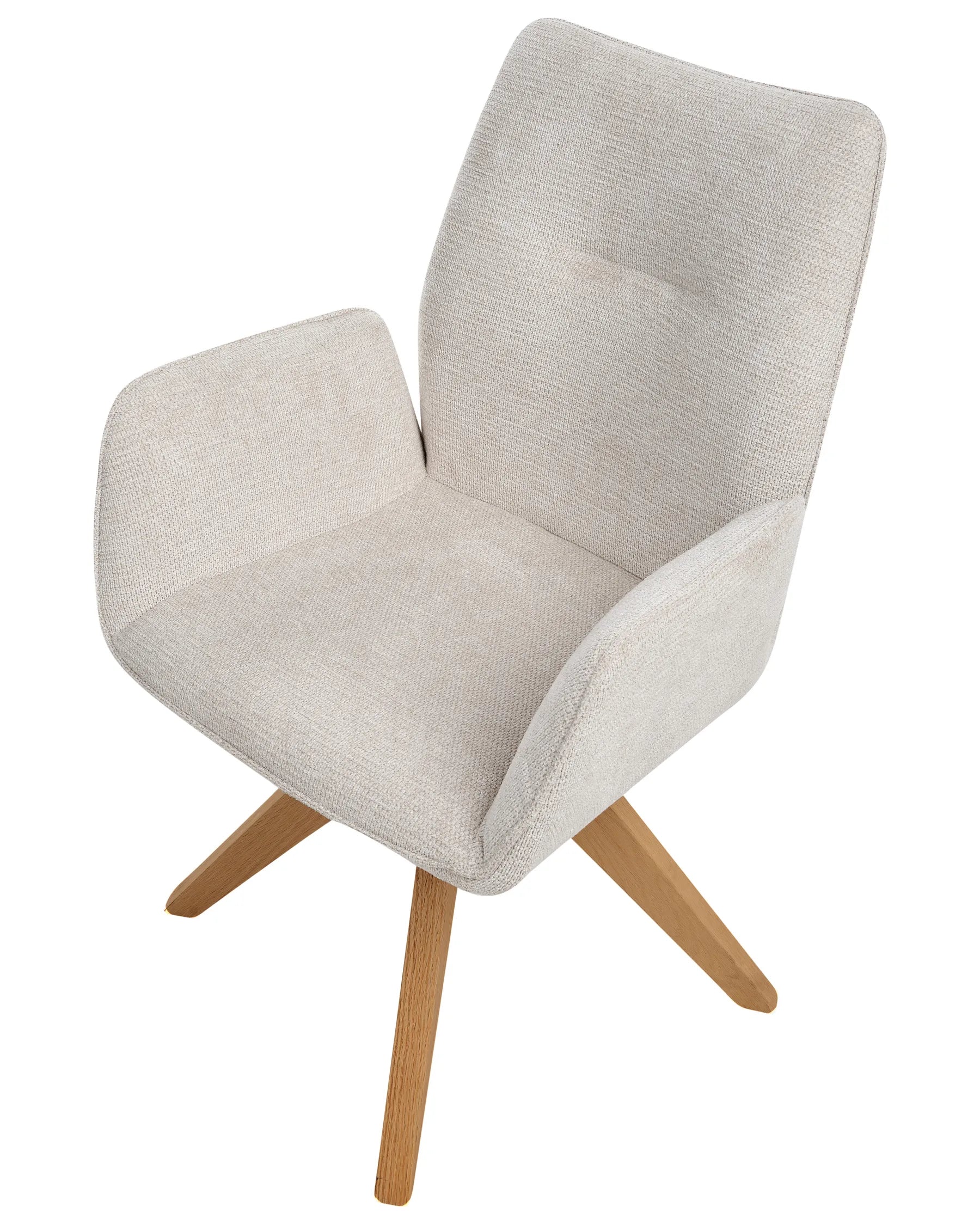 Dining Chair Swivel MOKENA Faux Linen Light Beige