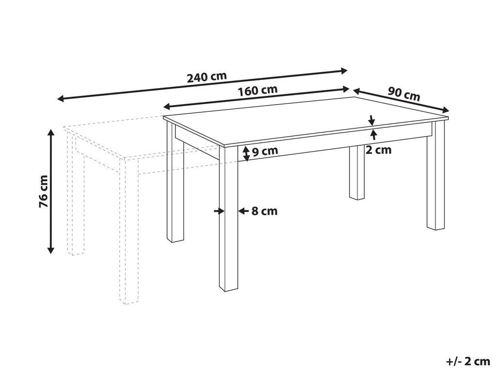 Extending Dining Table MADURA Dark Ash Wood 160/240 cm 90 cm