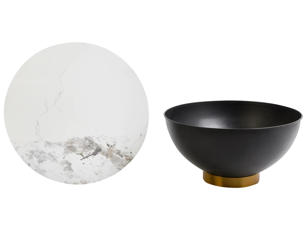 Coffee Table NADINE Ceramic Black with Storage