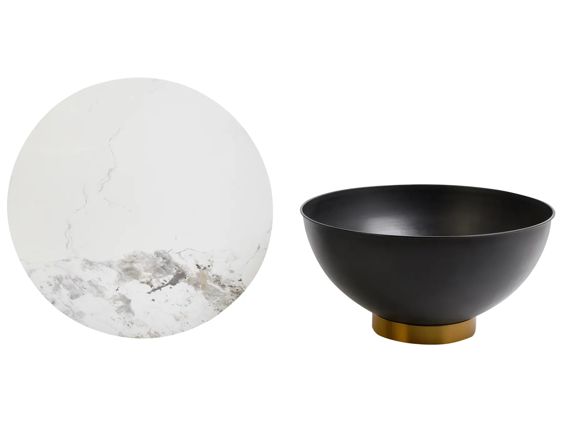 Coffee Table NADINE Ceramic Black with Storage