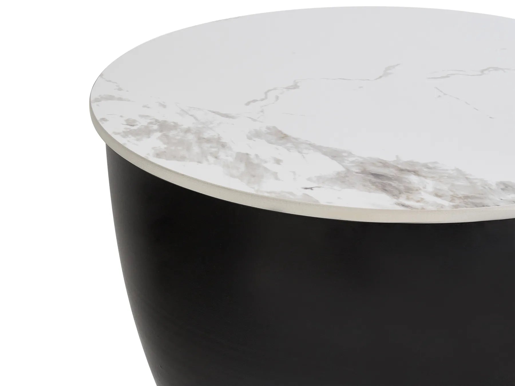 Side Table NADINE Ceramic Black with Storage