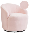 Swivel Armchair DAVIK Boucle Pastel Pink