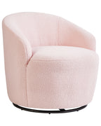 Swivel Armchair DAVIK Boucle Pastel Pink