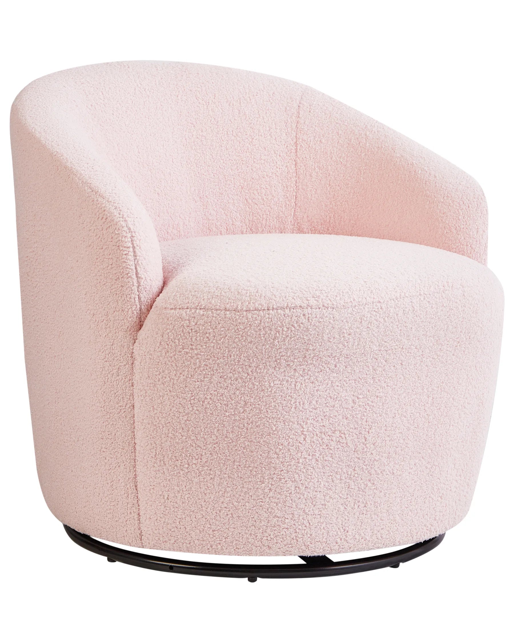 Swivel Armchair DAVIK Boucle Pastel Pink
