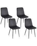 Set of 4 Dining Chairs KALISPELL Velvet Black