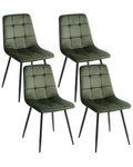 Set of 4 Dining Chairs POWELL Velvet Olive Green