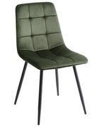 Set of 4 Dining Chairs POWELL Velvet Olive Green