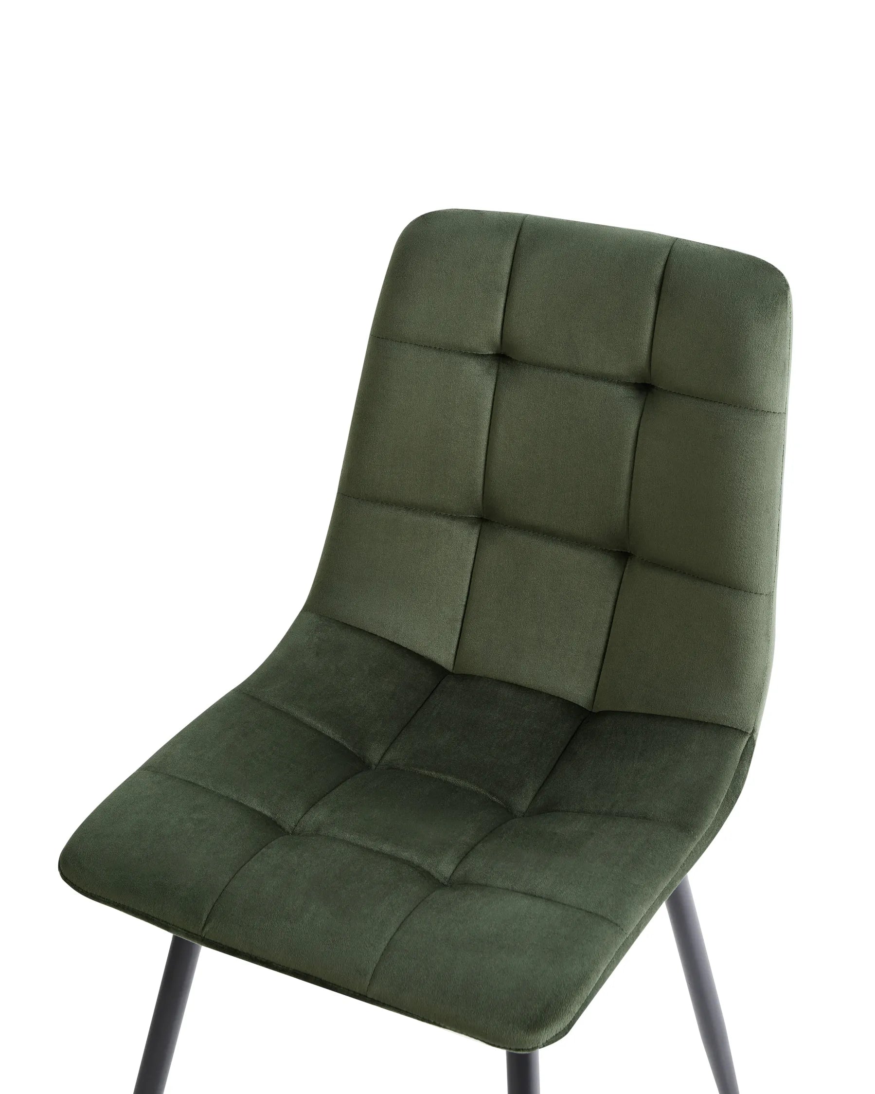 Set of 4 Dining Chairs POWELL Velvet Olive Green