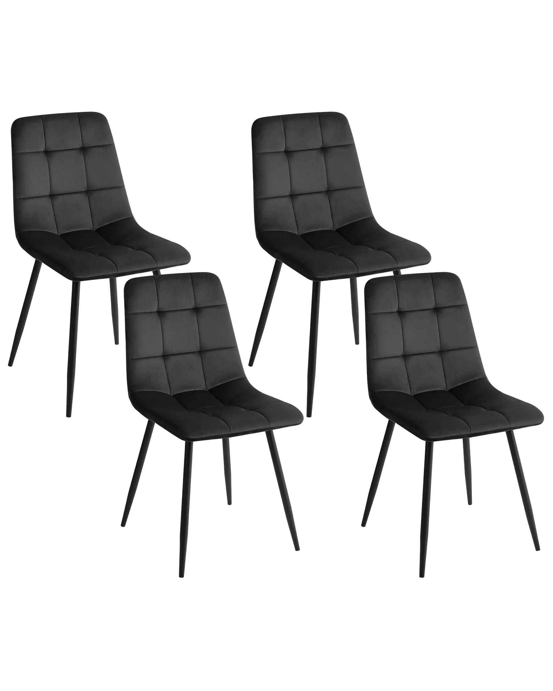 Set of 4 Dining Chairs POWELL Velvet Black