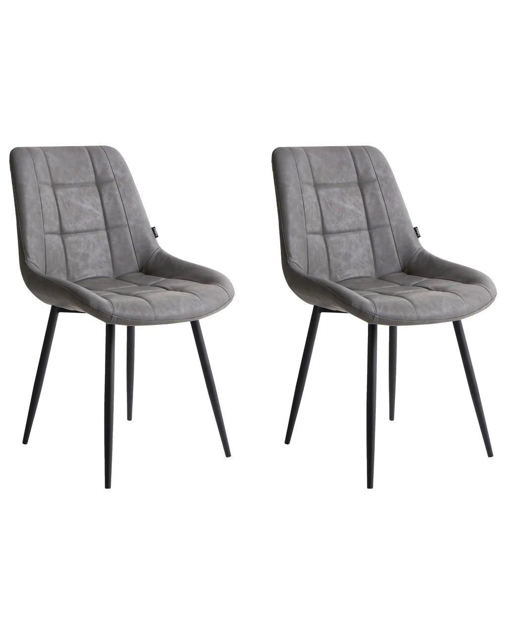Set of 2 Dining Chairs MELROSE Faux Leather Grey