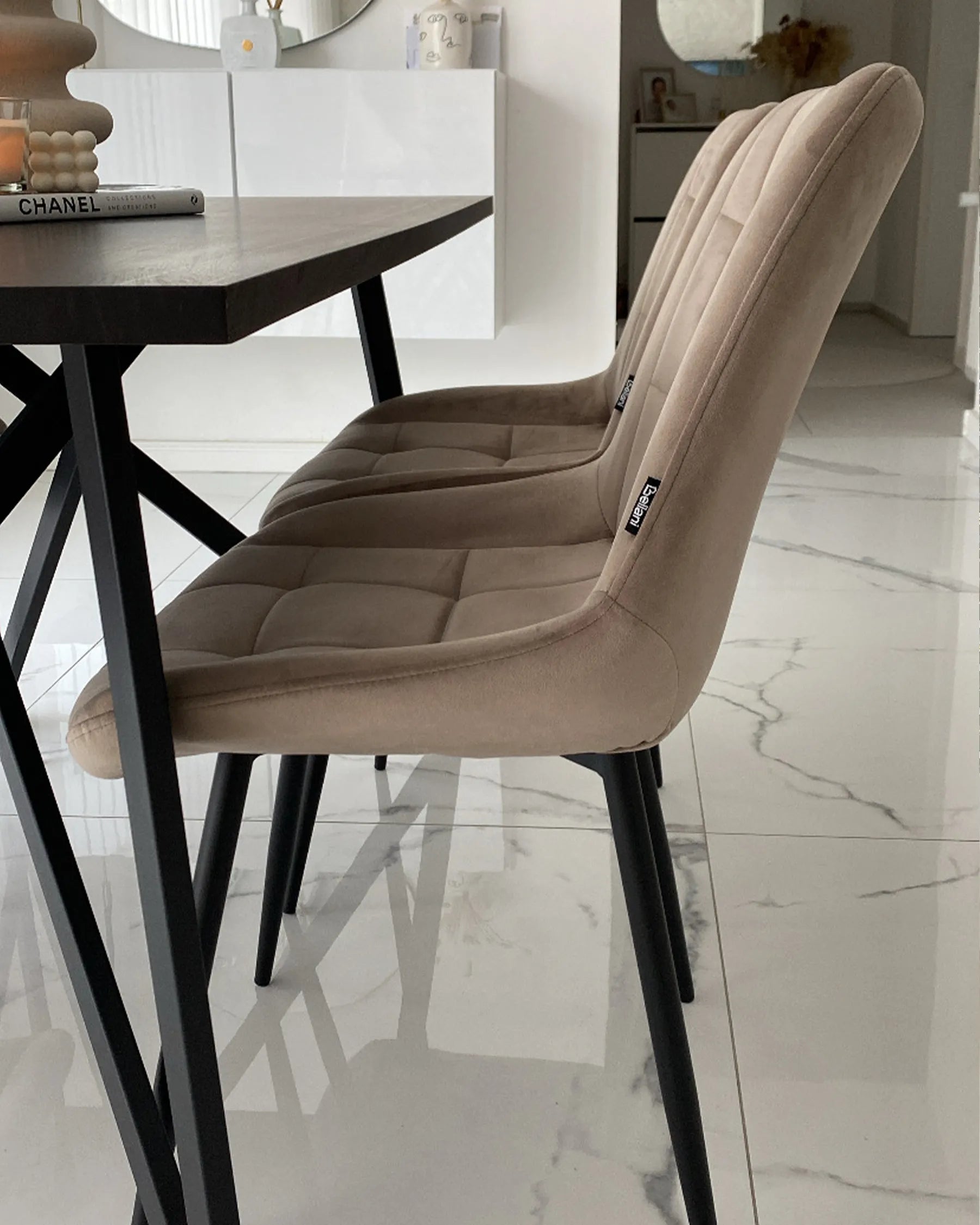 Set of 2 Dining Chairs MELROSE Velvet Taupe